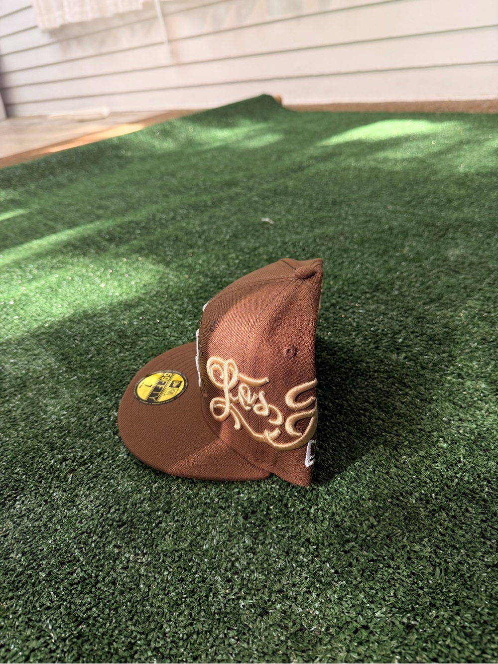 Kids Brown Baseball Cap with Gold Embroidery